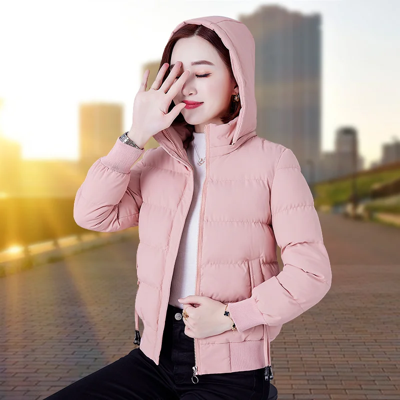 New Winter Women'S Casual Short Thickened Warm Down Cotton Jacket Lady Korean Windproof Fashion Versatile Detachable Hooded Coat