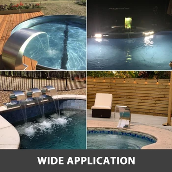 VEVOR 60x30cm/40x20cm Pool Fountain Waterfall Stainless Steel Fountain Pond Garden Swimming Feature Decorative Hardware Faucet 2