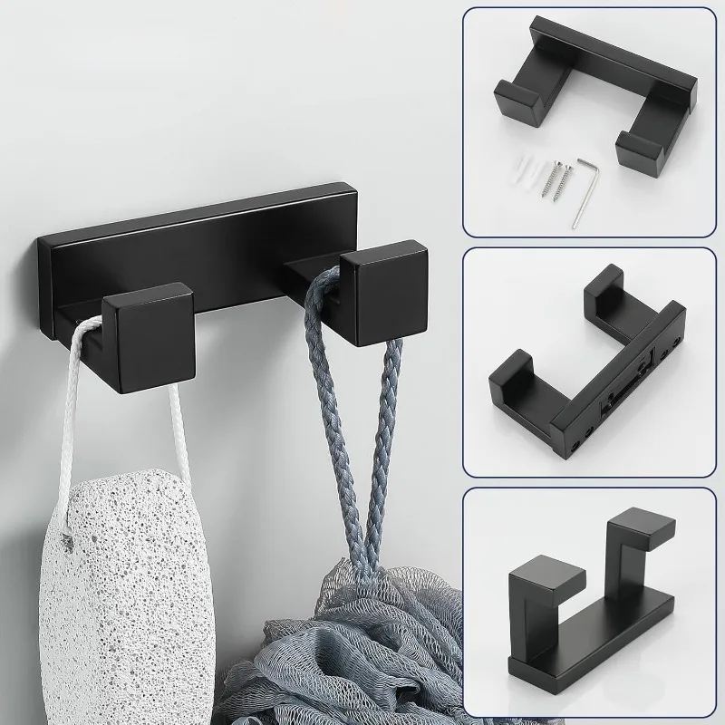 Lairuier Bathroom Hardware Accessories Set, Matte Black 4-Piece Bathroom Hardware Set Including Towel Bar,Towel Holder