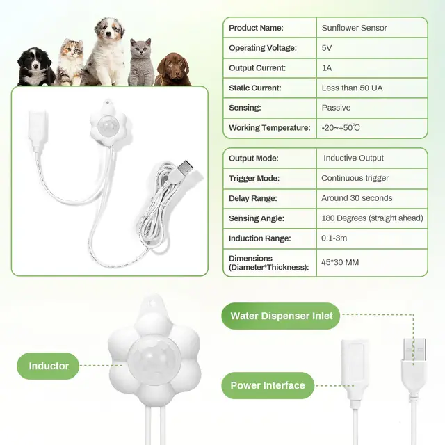 Automatic Home Pet Water Dispenser Motion Sensor Filter Fountain Universal Infrared USB Powered Detector Dog Cat Accessories 2
