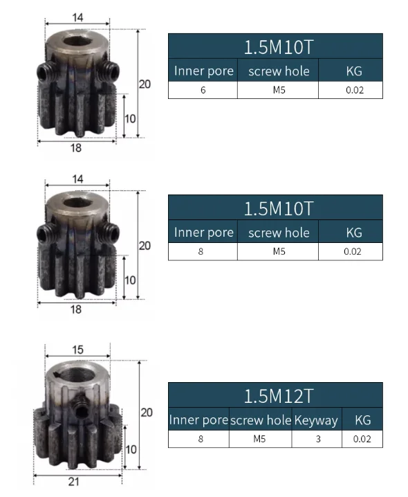Description Picture 5 of item1pc Spur Gear Pinion 17T 17Teeth Mod 1.5M Bore 8mm Straight Teeth Positive Gear 45# Steel CNC Gear Rack Transmission