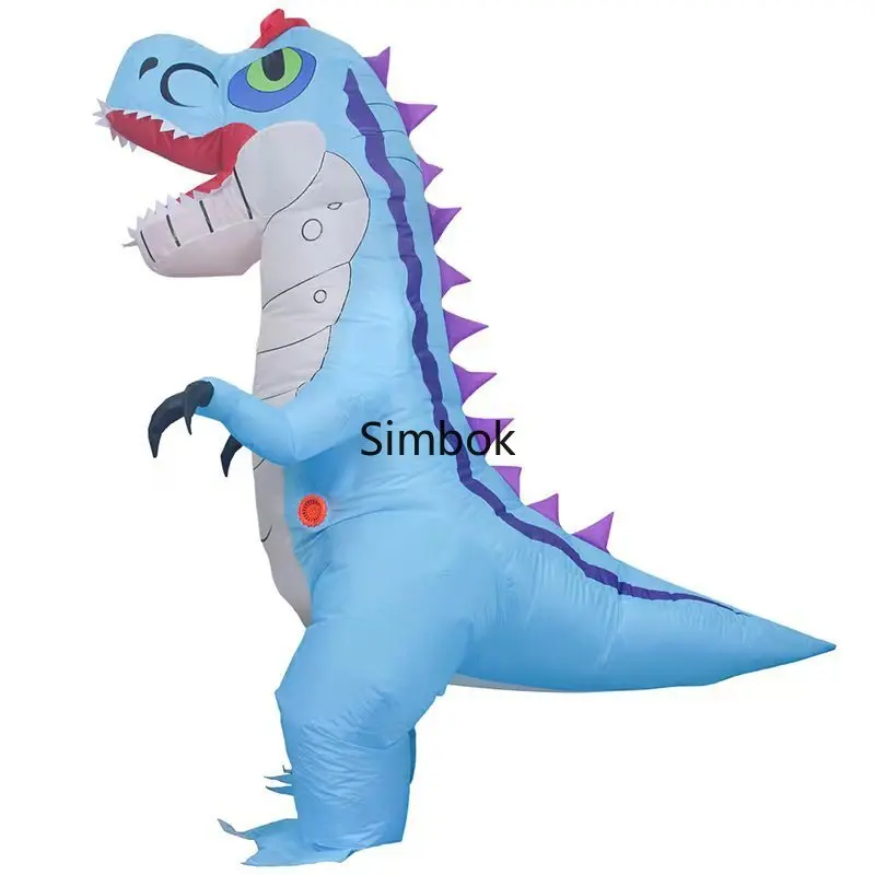 

Exotic Dragon Dinosaur Inflatable Costume Blue Station for Adult Men Women Funny Show Halloween Mascot Clothes