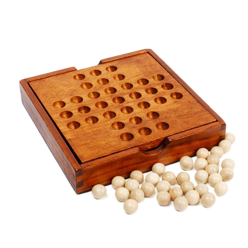 Single Chess Peg Solitaire Wooden Puzzles Adults Kids Children Toys Inteligence Educational Juegos De Mesa Divertidos