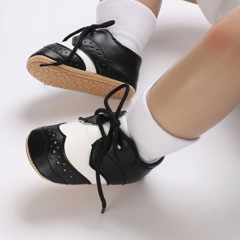Newborn Baby Shoes Infant Boys PU Leather Shoes Casual Sneakers Soft Sole Non-Slip Toddler First Walkers