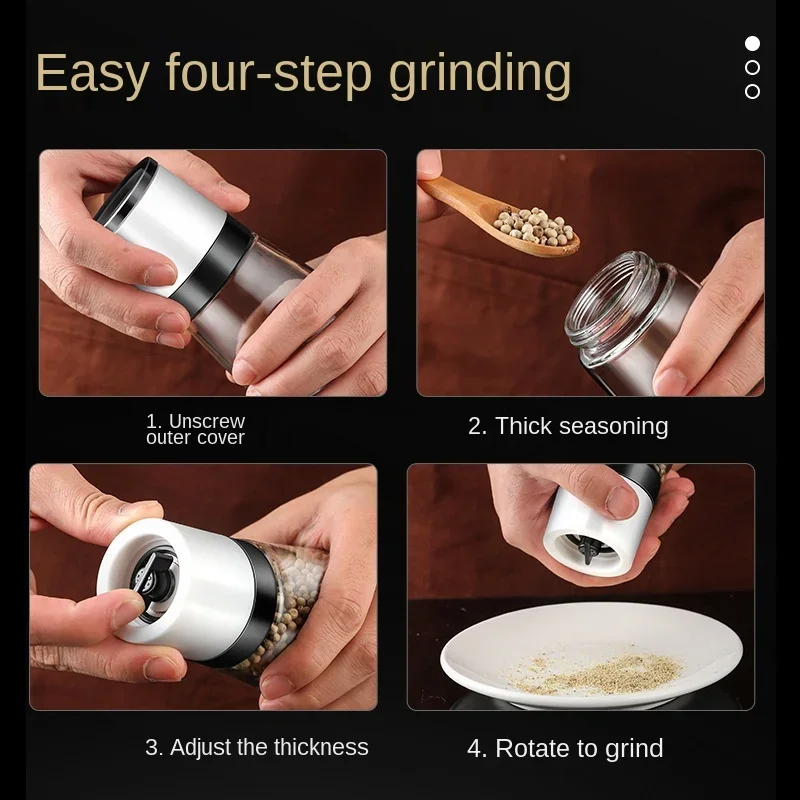 Manual salt mill clear glass body pepper grinder adjustable grinding spice 1 Pieces salt pepper grinder