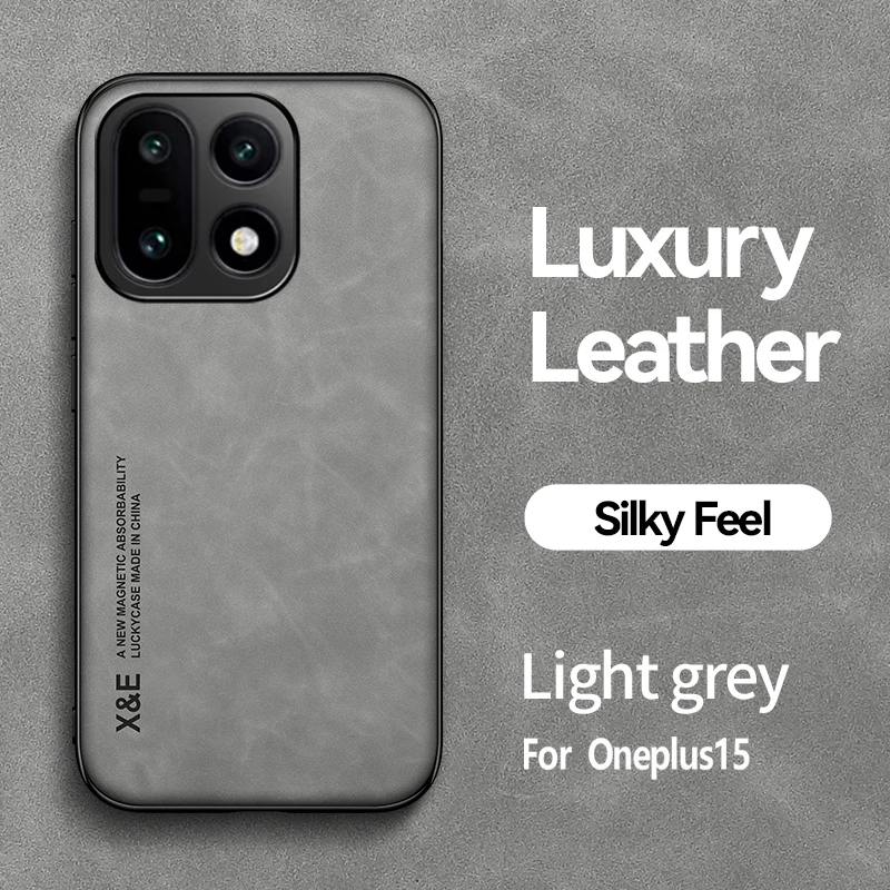 Luxury PU Leather Magnetic Shockproof Phone Case with Metal Plate