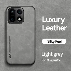 Luxury PU Leather Magnetic Shockproof Phone Case with Metal Plate - OnePlus 15T (GRAY)