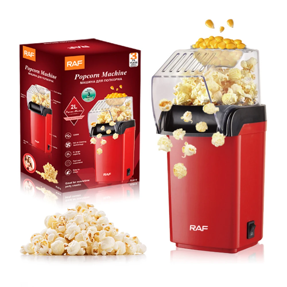 Electric Popcorn Makers Hot Air Popper Maker Automatic Fast Popcorn Machine 2L Capacity for Home Movie Time Kids Christmas Gift