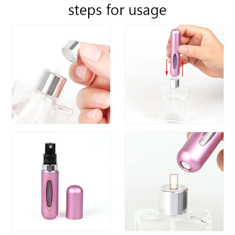 Spray Bottle 5/8ml Mini Perfume Portable Refillable Aluminum Atomizer for Travel Cosmetics