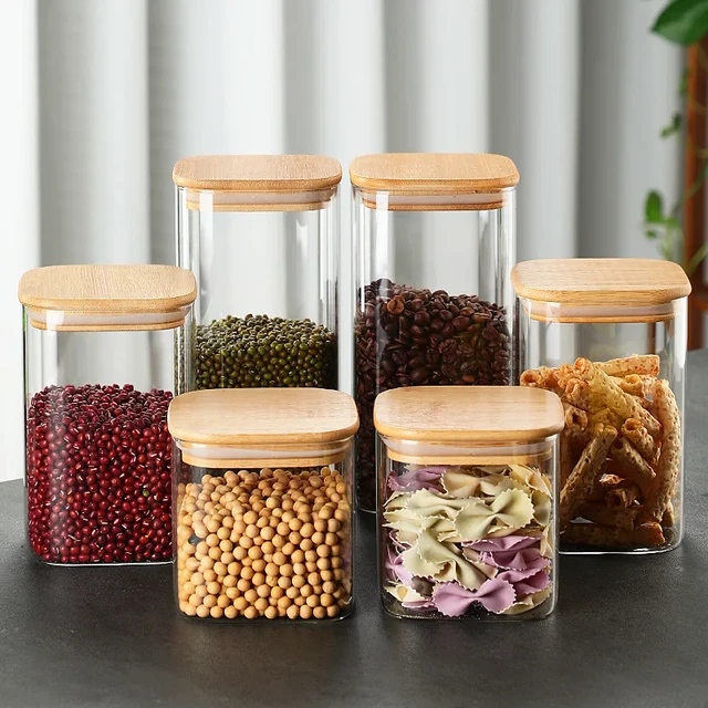 Glass Jar With Lid Food Storage Jars Glass Bottle Cookie Candy Box Glass  Spice Jar Kitchen Jars Containers Mason Jars for Spices - AliExpress