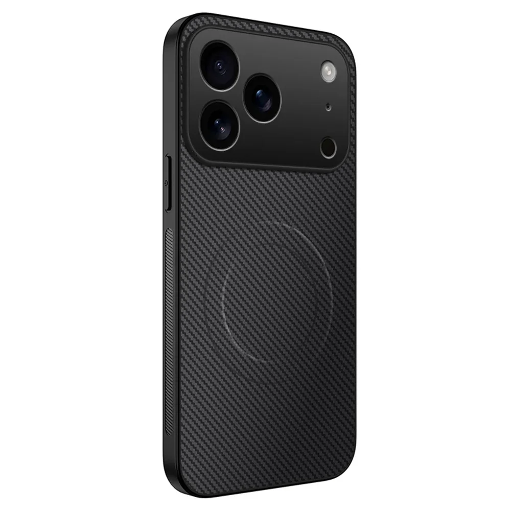 Ultra Thin Carbon Fiber Magnetic Leather Shockproof Military Phone Case with Magsafe Compatibility