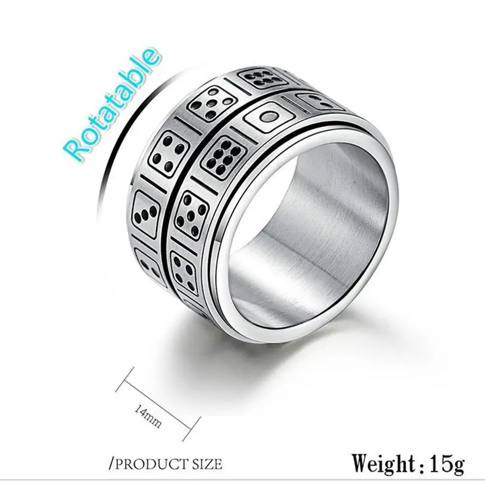 Fidget Spinner Ring Anxiety Double Layer Spinner Dice Zeus Rings For Men Fidgeting Anti-stress Fun Game Knuckles Ring Gift Boyfriend