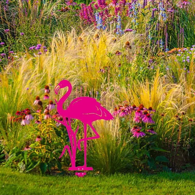 Flamingo Szobrászat Dísz Kerti Gyep Udvar Őrölt Tét Dekoráció Kültéri Fém Szobor Otthoni - Image 4