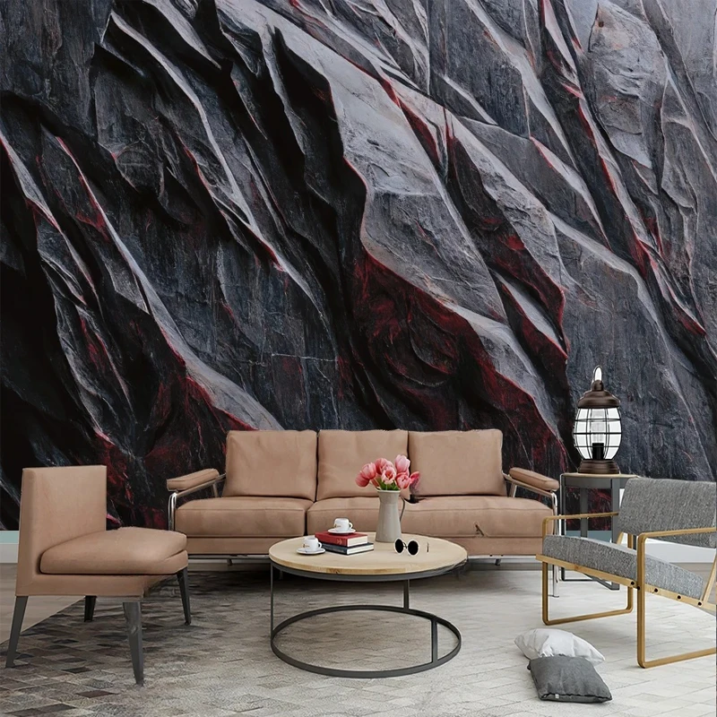 Custom 3d Rocha Pedra Papel de Parede Textura Arte Criativa Photo Mural tv Parede do Fundo Living Room Decor Home Improvement Tamanho Grande