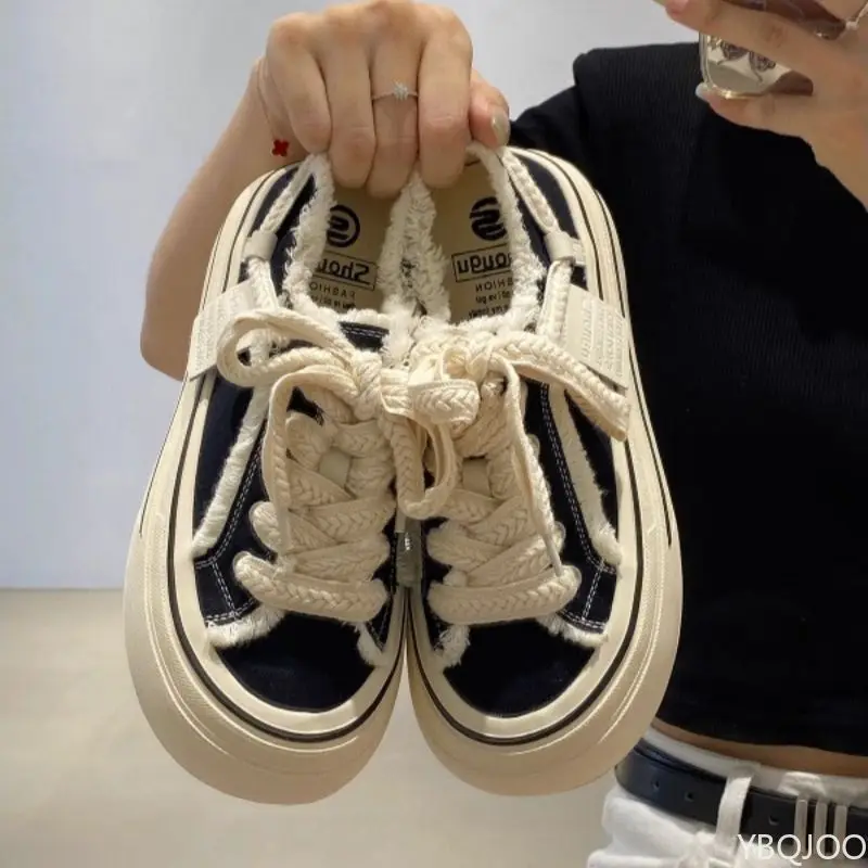 Ladies' casual Sneakers Low cut round toe board shoe Thick soled