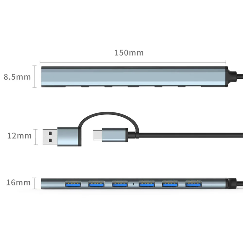 7-Port High-Speed USB-C Hub with USB-A and USB-C PD Connectivity