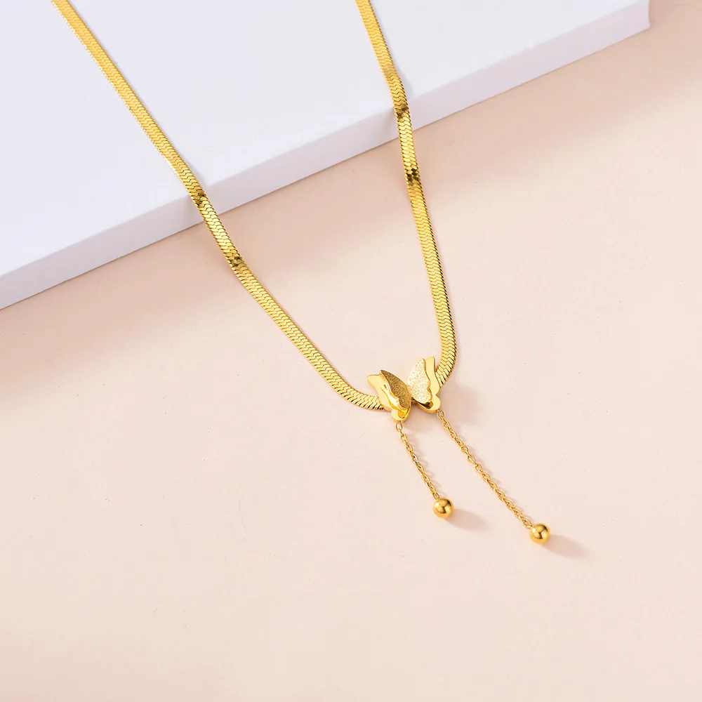 Vintage Butterfly Necklace Women Golden Stainless Steel Blade Snake Chains Aesthetic Charms Choker Women jewelry Gift To Mujer