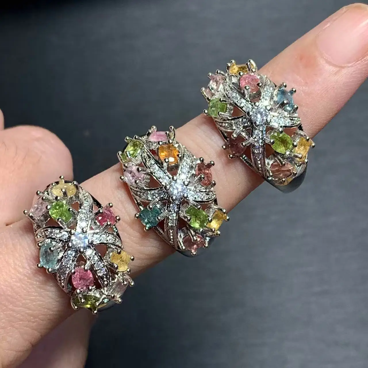 MM Natural Tourmaline Ring Adjustable Female Ring Jewelry for Women Gift Wholesale High Quality Vintage Fine