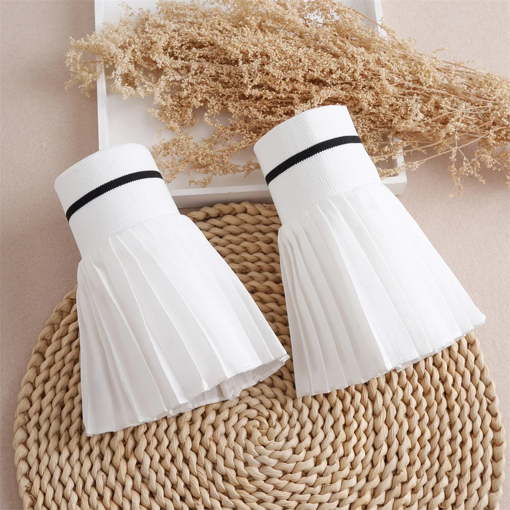 2-Pack Fake Wrist Cuff Sleeves - Detachable Shirt Cuffs With Buckles White & Black