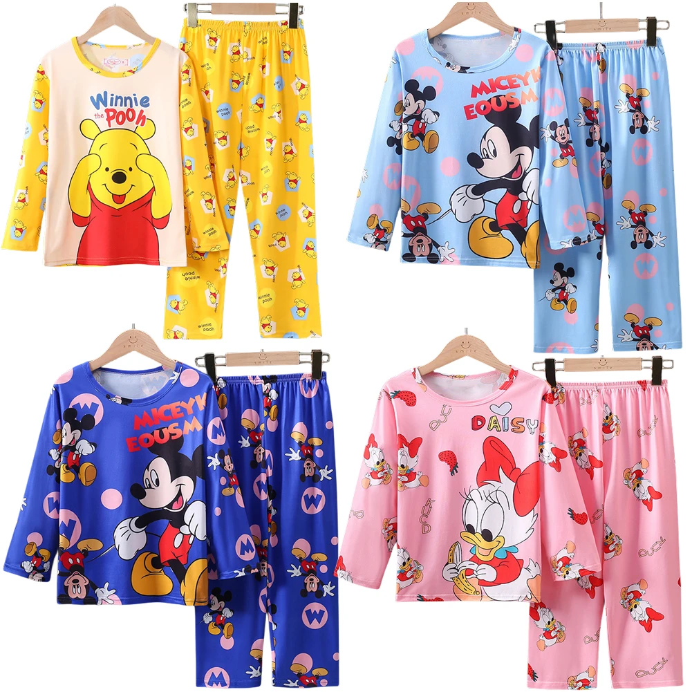 Nieuwe Kinderpyjama Set Mickey Minnie Boy Girl Winnie The Pooh Cartoon Pyjama Pyjama Met Lange Mouwen Gratis Verzending Pyjama Set