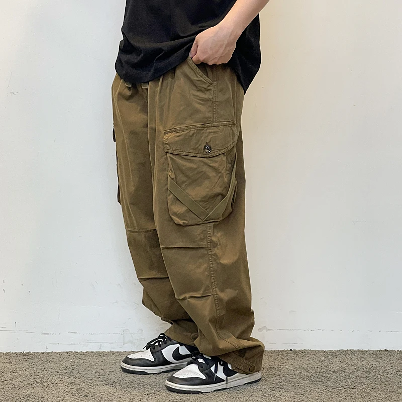 American Vintage Cargo Pants Men Clothing Multi-Pocket Straight Trousers
