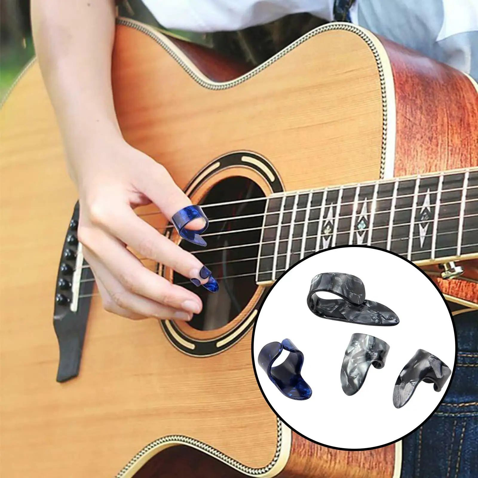 Lohobby 4x Thumb &Finger Picks Thumbpick for Fingerstyle Acoustic Guitar Bass