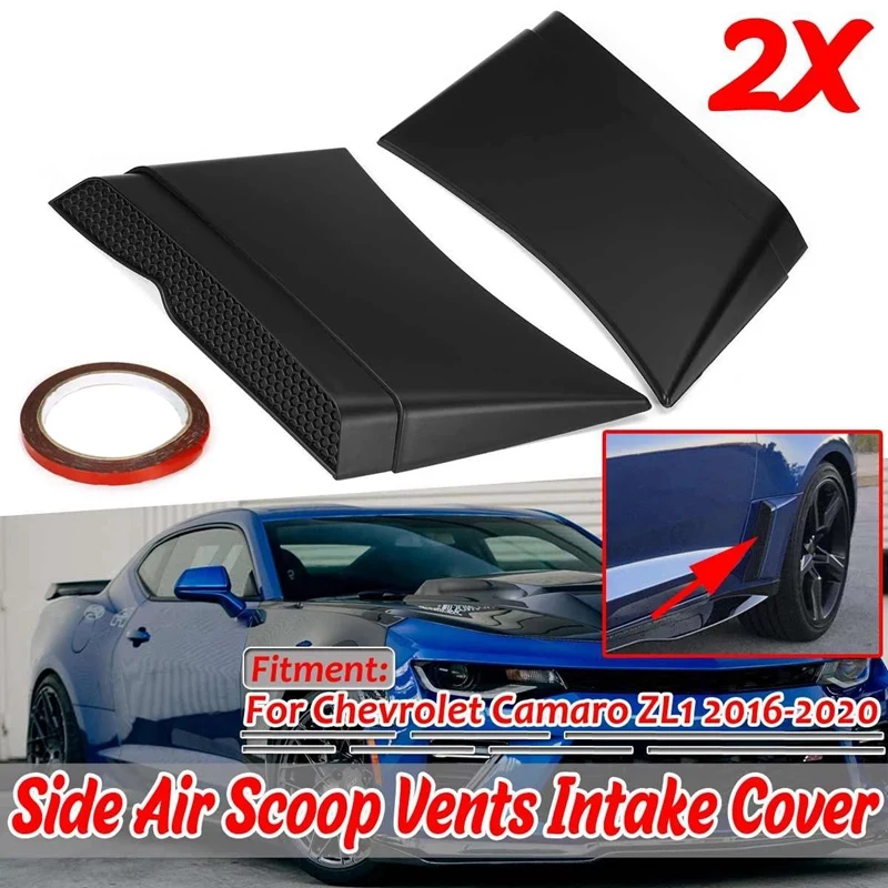 Car Fender Scoop Cover 2PCS Black Car Rear Side Fender Scoop Air Vents Intake Outlet Cover Trim For Chevrolet Camaro-ABS Plastic