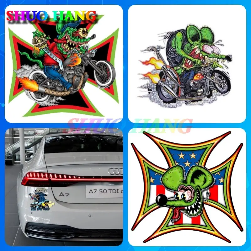 Rat Fink Nations Bad Wolf Rat Fink The Bird Red Eye Popeye Wild Child Vinyl Decal Stickers Car Racing Skateboard Casco Decalcomania