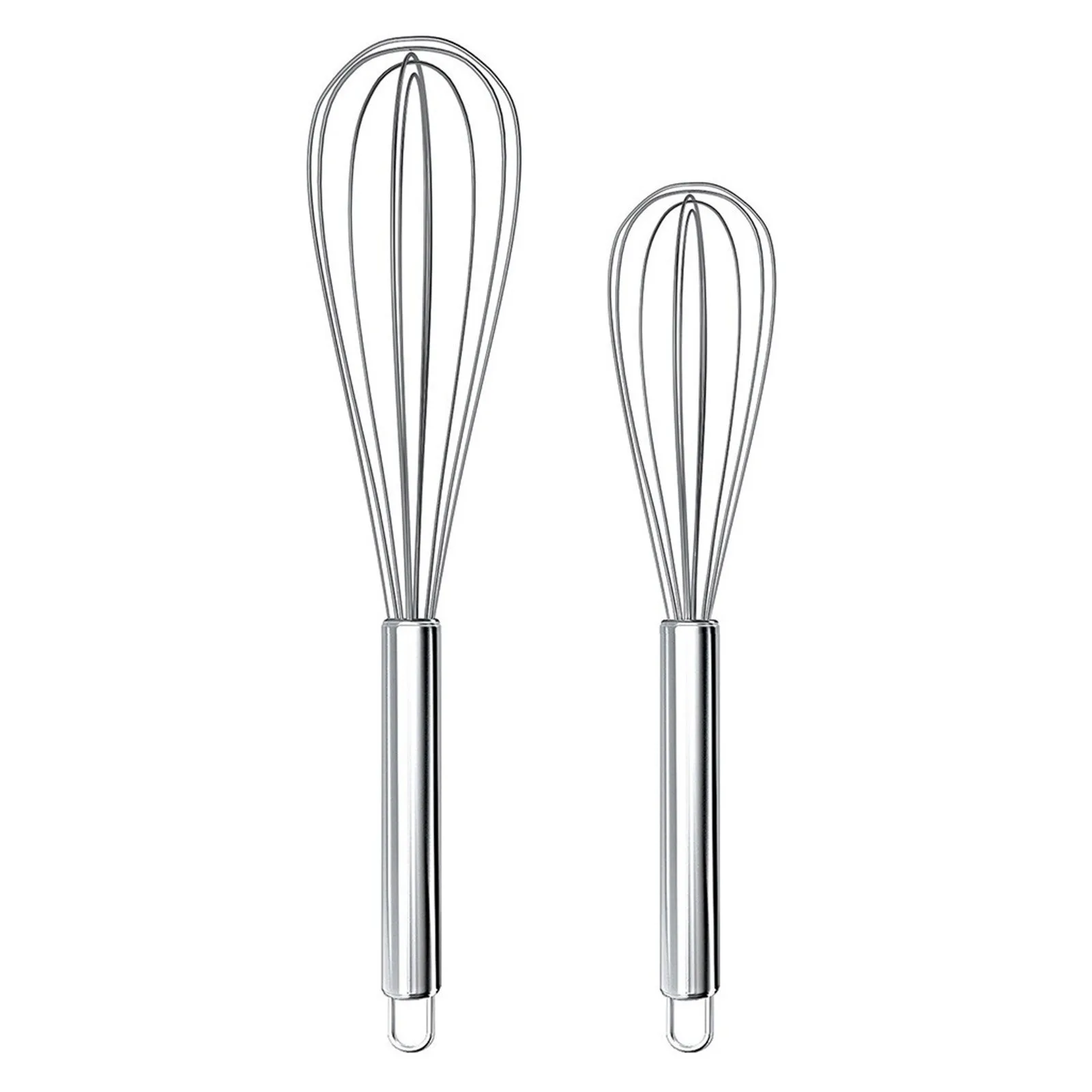 2PC Handle Whisk Stainless Steel Kitchen Mixer Wire Whisk Tool