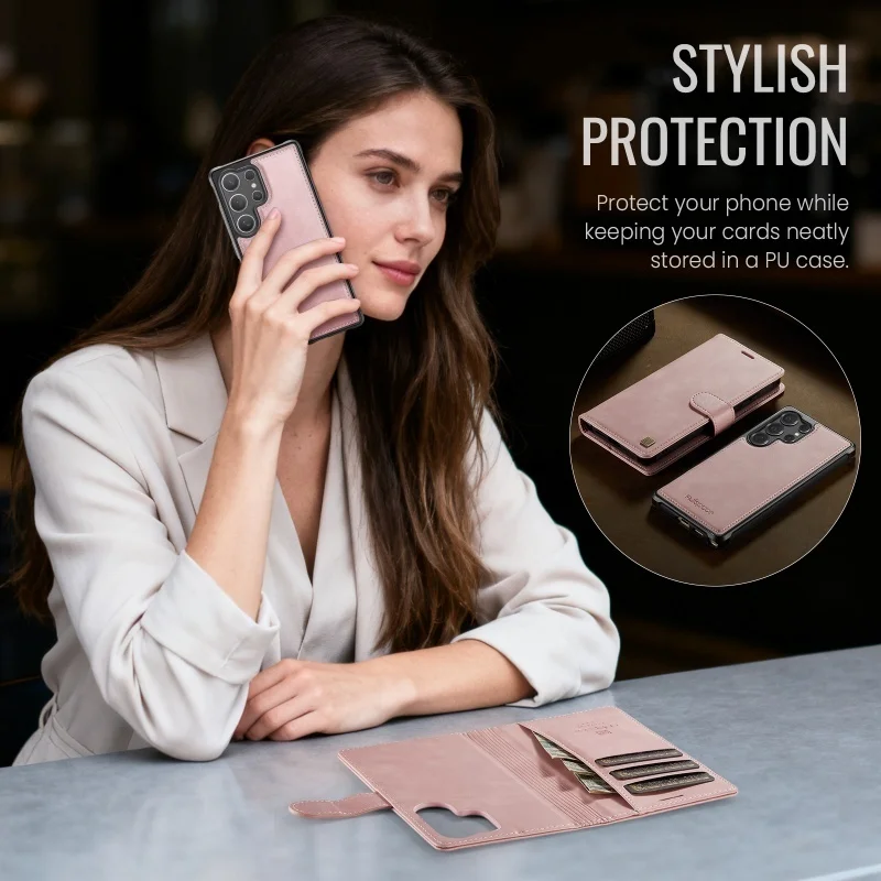 Versatile Detachable Leather Wallet Phone Case with MagSafe Card Holder