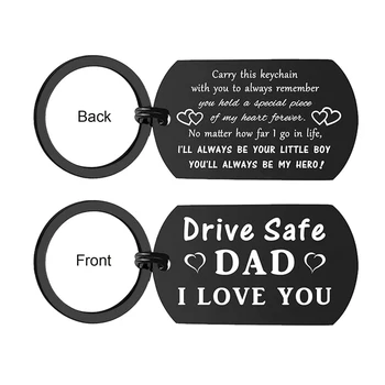 Drive Safe Dad Keychain - I Love You Dad Gifts from Daughter Son