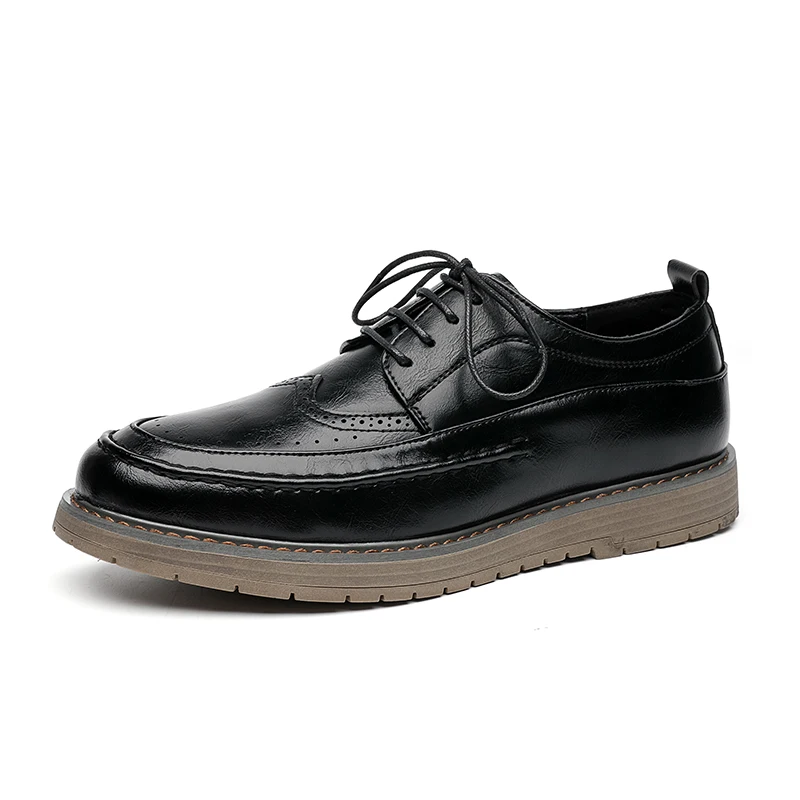 Autumn Winter New Men's Thick Sole Shoes Versatile Casual Shoes Office Business Shoe Suit Shoes Men's Genuine Leather Shoes
