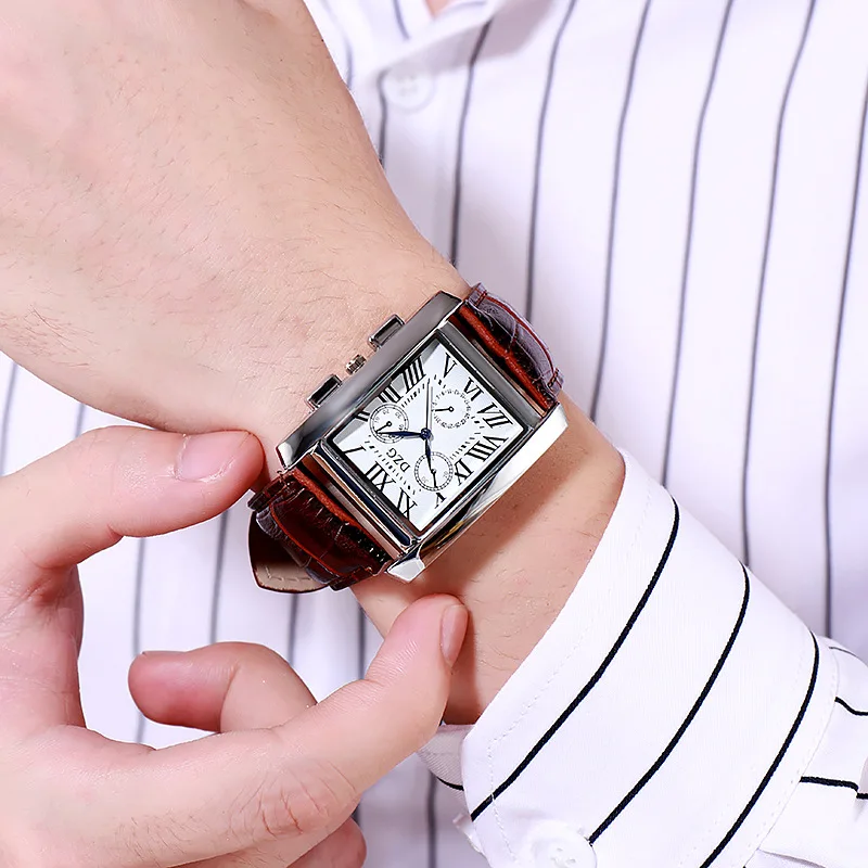New Brand Square Casual Men\'s Watch Casual Fashion Business Sports Fake Three Eyes Luxury Gift Quartz Wristwatch Dropshipping