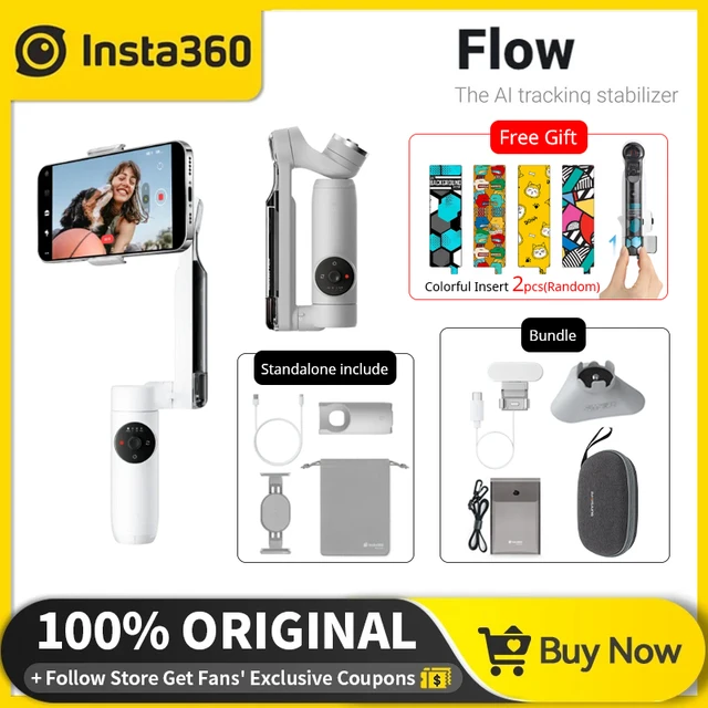 Insta360 Flow Gimbal Stabilizer for Smartphone, AI-Powered Gimbal, 3-Axis  Stabilization, Built-in Tripod, Portable & Foldable, Auto Tracking Phone