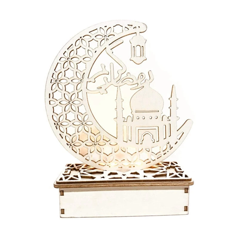 

Ramadan Eid Mubarak Wooden Ornament Lights Decorations For Home Islamic Muslim Party Eid Al-Adha Decor Kids Night Light