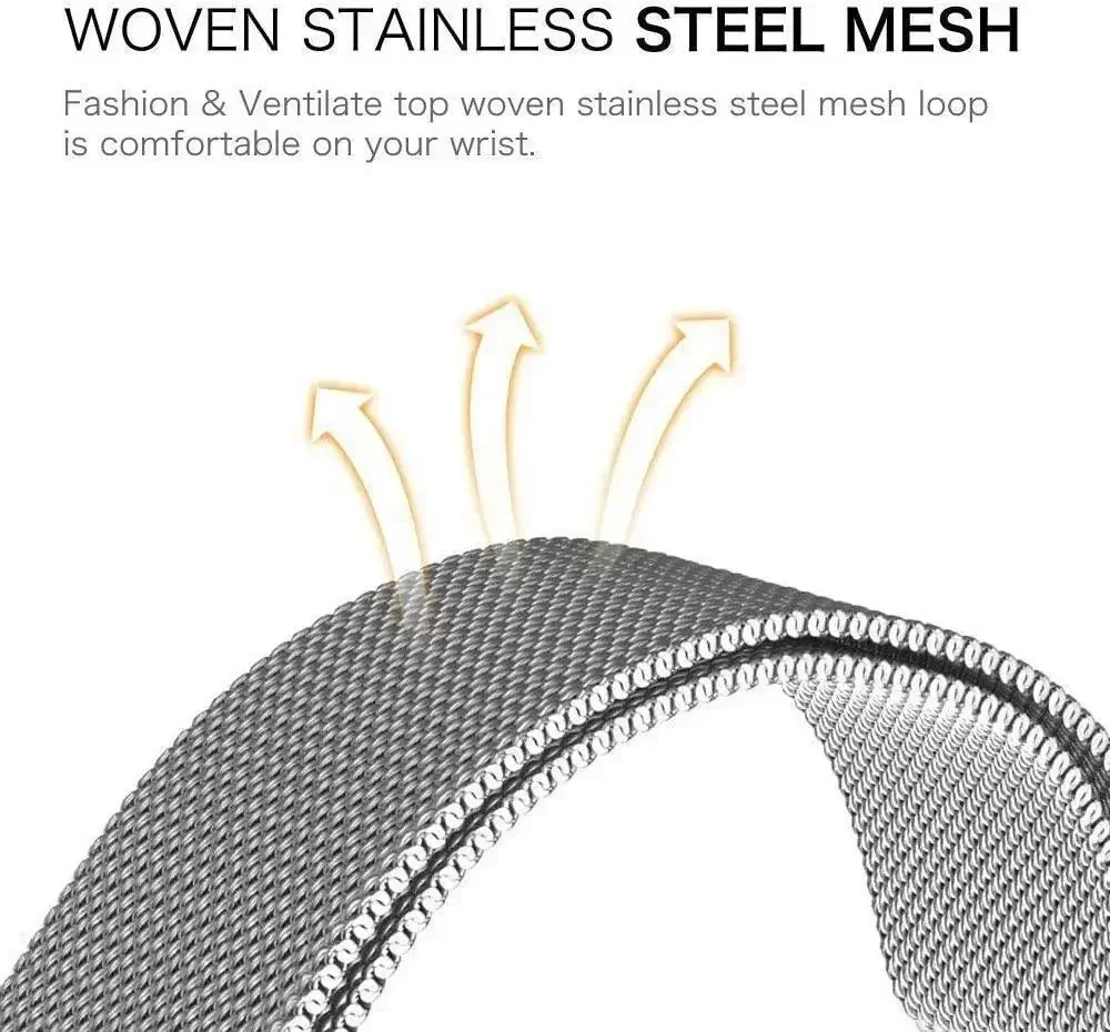 Milanese Magnetic Stainless Steel Loop Wristband Replacement Bracelet - 20mm
