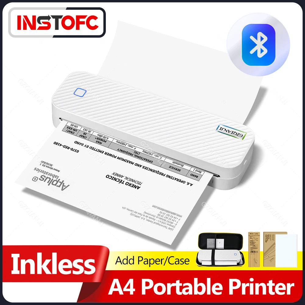 무선 미니 A4 열전 사 프린터 Inkless Portabl Bluetooth A4 용..