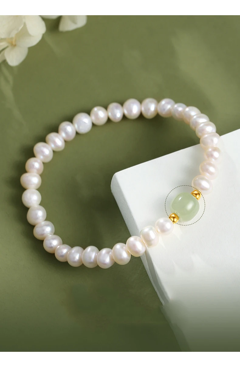 Natürliche weiße und hellgrüne Hotan-Jade-Perlen-Armband, Glücksschmuckherstellung für Frauen, Luxus-Geschenke – Detail 7