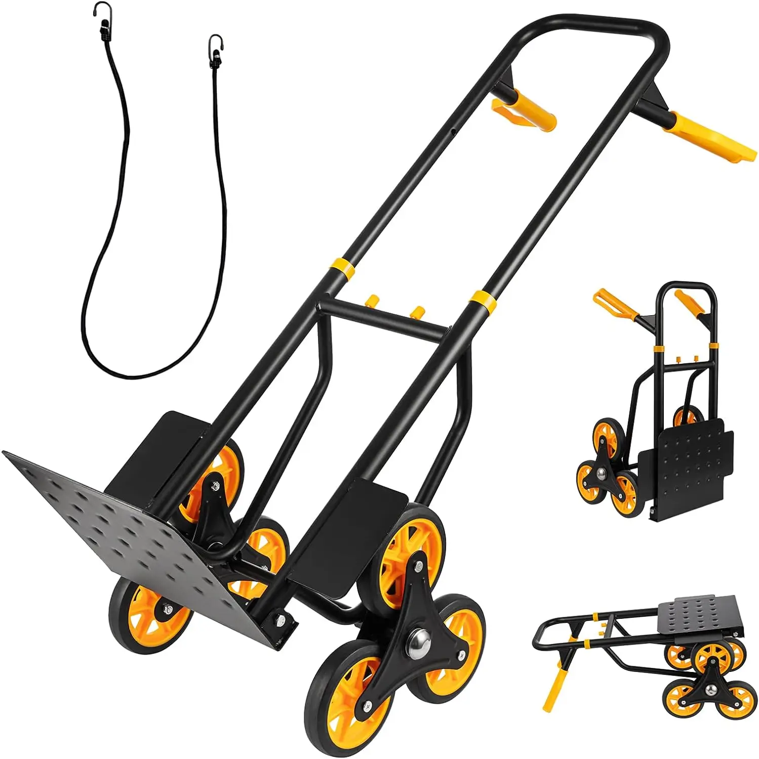 Portable Hand Cart Stair Climbing Cart with Adjustable Handle Foldable Dolly All Terrain Cart for Transport Good Shopping 6 Wheels