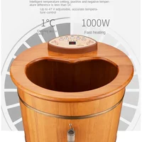 อ่างแช่เท้าไฟฟ้าพร้อมที่จับนวดบ้านซาวน่าเครื่องทําความร้อนอัตโนมัติอุณหภูมิคงที่ประสบการณ์สปาไม้ 5