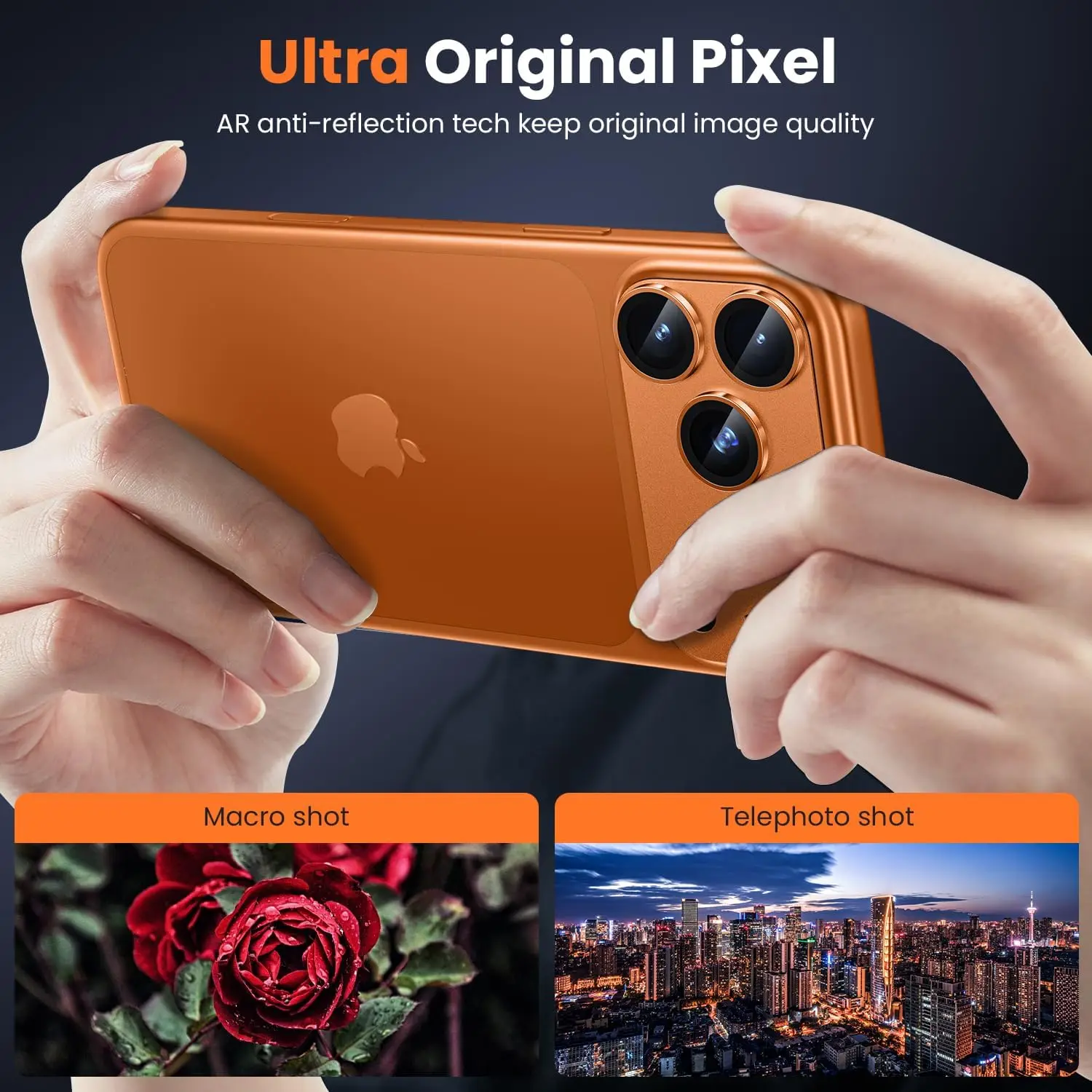 Orange Aluminum Tempered Glass Camera Lens Protector Cover