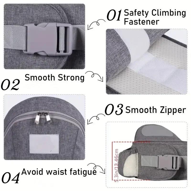 Baby Waist Stool Infant Hipseat Sling Shoulder Strap Baby Accessory Hip Seat Safety Belt Ergonomic Travel Adjustable 3-36 Months 4