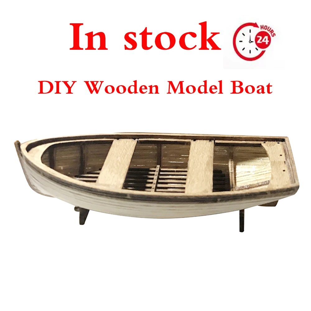 

In Stock 1/24 Wooden Boat 138mm 208mm Canoe Life Raft DIY Handmade Kit Boat Type Toys