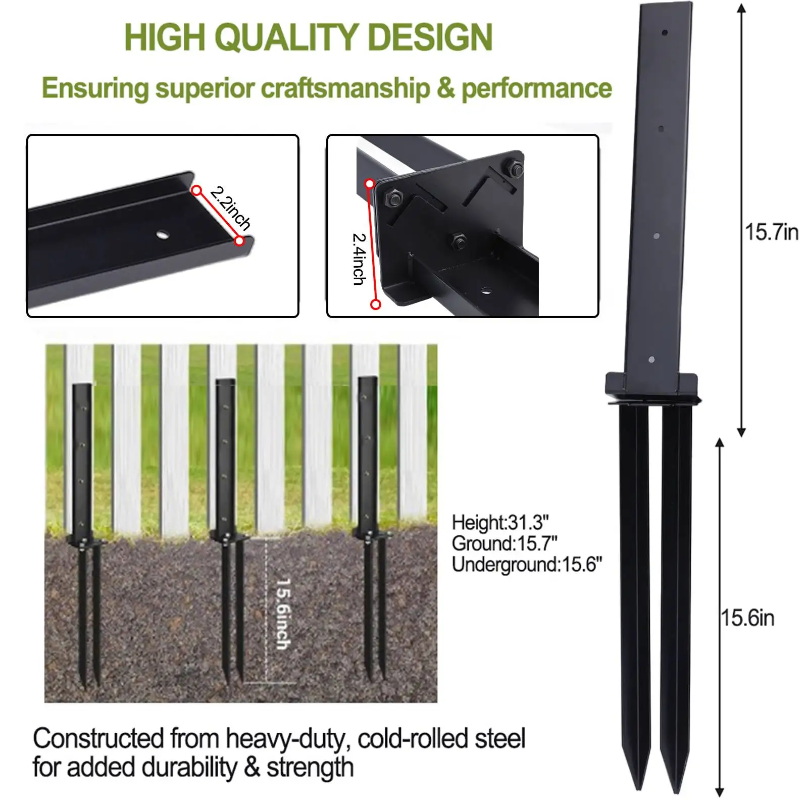 Fence Support Fence Post Anchor Post Repair Bracket Structural Stability Versatile Use Heavy-duty Construction