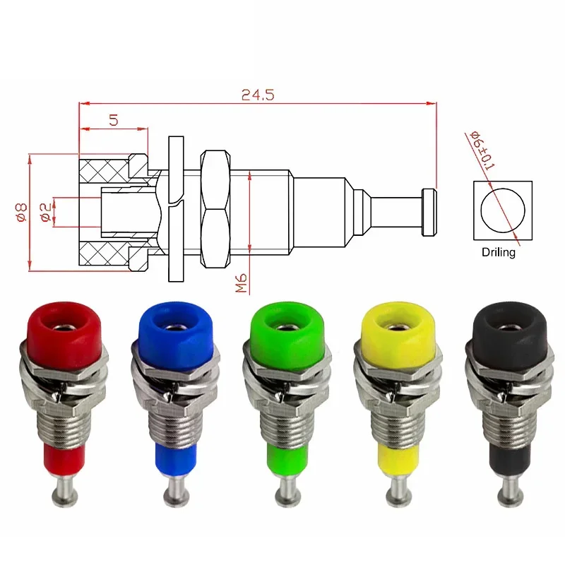 20/100/500pcs 2mm Banana Nut Socket Binding Post Banana Plug Jack Electrical Connector Terminal Test Hole DIY Parts