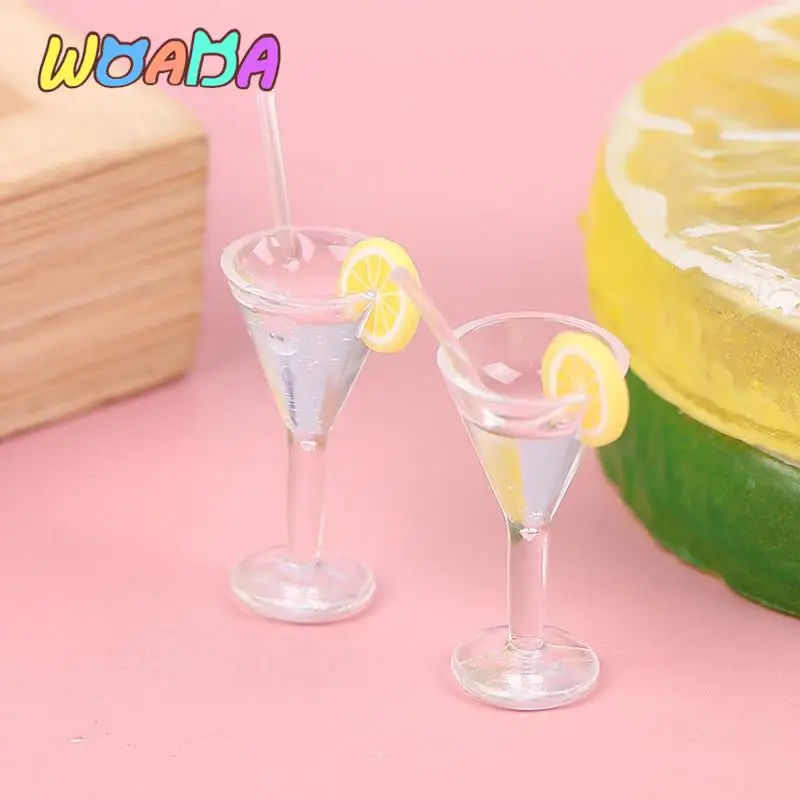 

2PCS 1:12 Dollhouse Kitchen Simulation Food Miniture Drink Lemon Juice Cups Dolls Toys Accessories Decor
