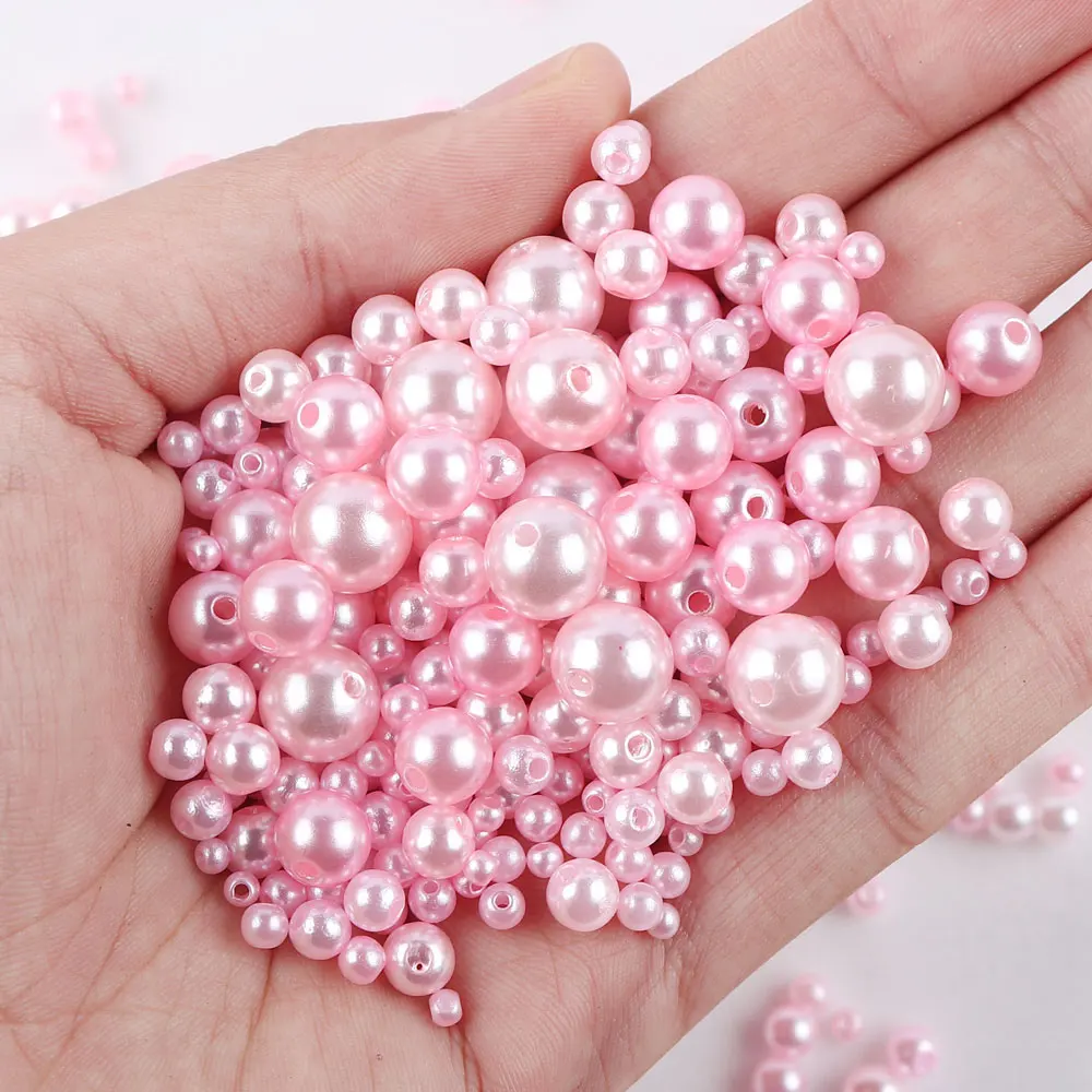 150Pcs/Pack Mix Size 3/4/5/6/8mm Beads With Hole Colorful Pearls