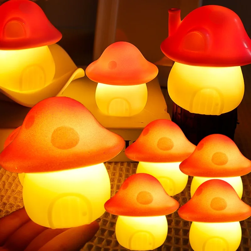 

LED Mushroom Lamp Decoration Night Lights Mini Cute Bedroom Nightlight Baby Sleeping Light Home Decoration Kids Birthday Gifts