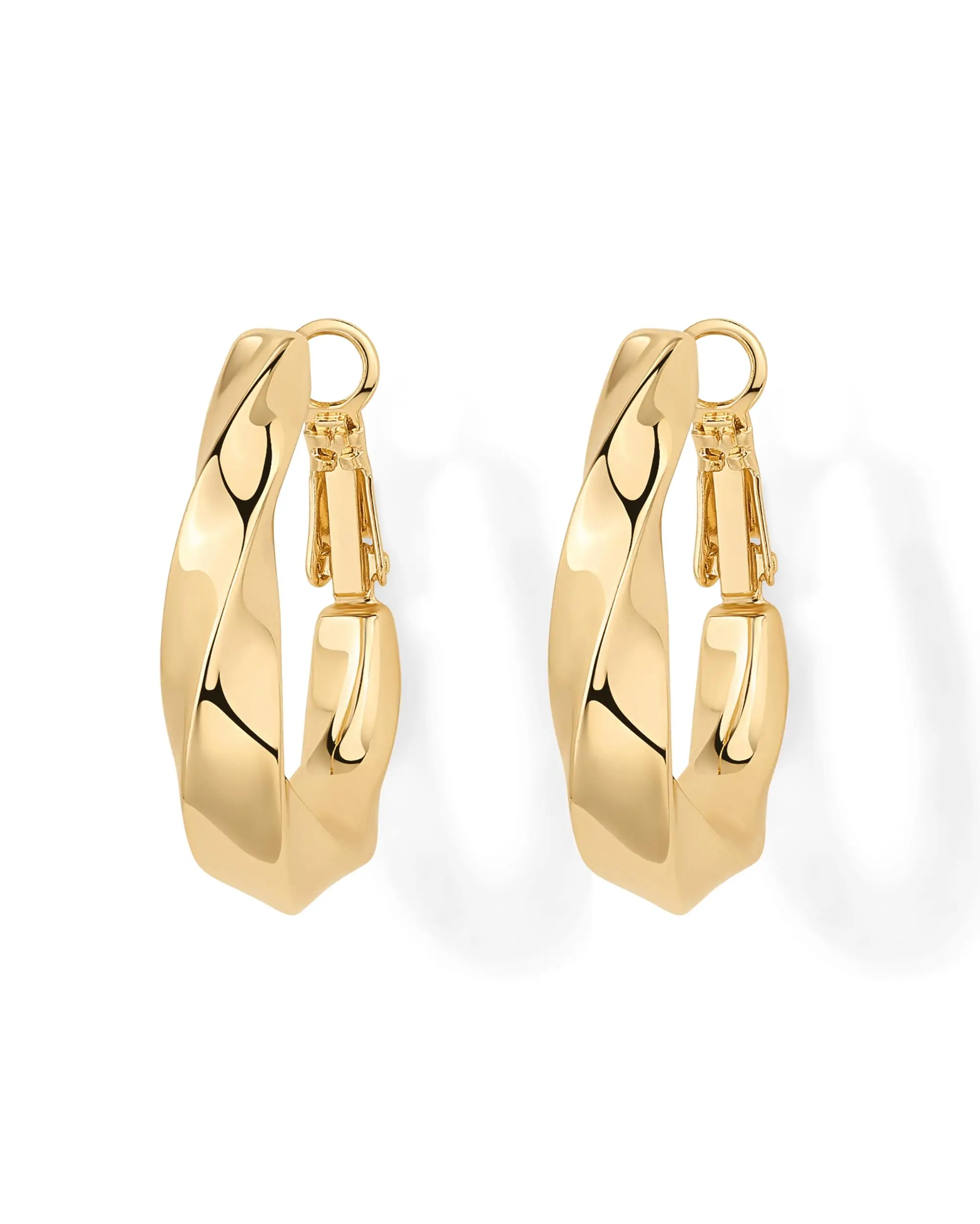 Shevalu Women Geometry Design Hoops Earrings High Quality 14K Gold Plated 925 Sterling Silver Post Chunky Twisted Huggie Earring 2