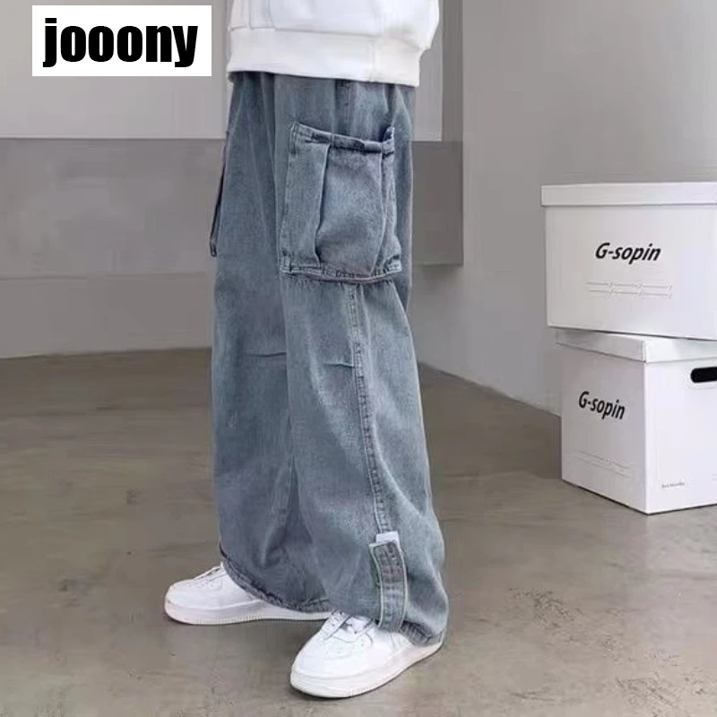Denim Trousers Male Jeans Cargo Pants Baggy Wide Leg Casual Autumn Winter Korean Streetwear Hip Hop Cowboy |
